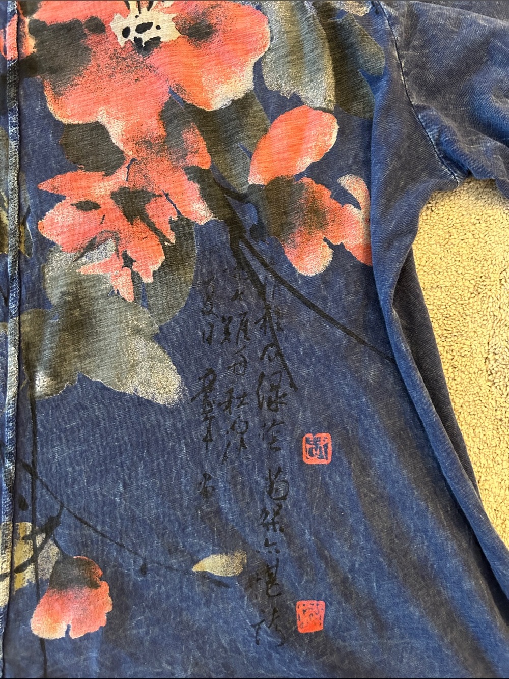Women’s Blue Floral Print Tunic Top - Picture 2 of 4